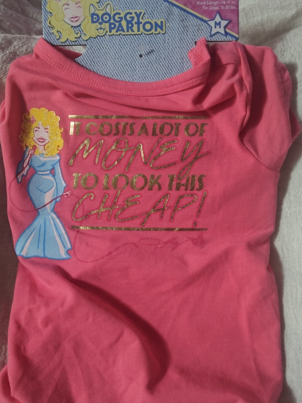 Doggy Parton Pink Graphic Dog Tee- "It Costs a Lot of Money to Look This Cheap!"